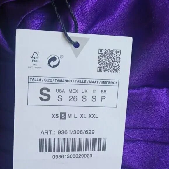 Zara Strapless Mini Dress Metallic Purple S NWT - Picture 6 of 7